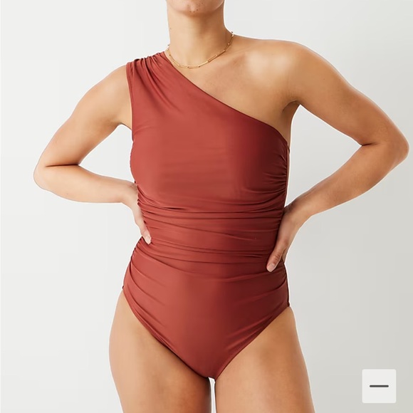 J. Crew Ruched One-Shoulder One-Piece - Picture 1 of 8